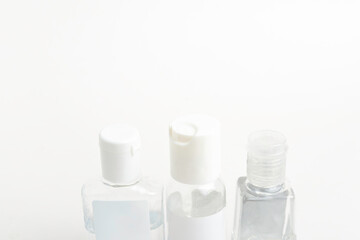 Three Pocket-Size Transparent Hand Sanitizer Dispenser Plastic Bottles
