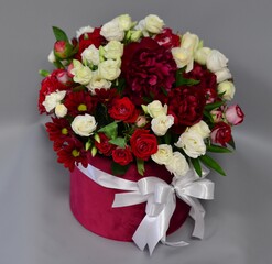 
wooden boxes with fresh flowers