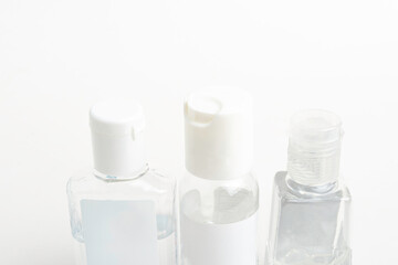 Three Pocket-Size Transparent Hand Sanitizer Dispenser Plastic Bottles