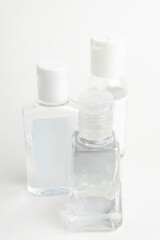 Three Pocket-Size Transparent Hand Sanitizer Dispenser Plastic Bottles