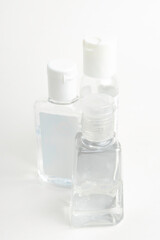 Three Pocket-Size Transparent Hand Sanitizer Dispenser Plastic Bottles