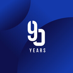 90 Years Anniversary White Number Vector Design