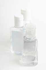 Three Pocket-Size Transparent Hand Sanitizer Dispenser Plastic Bottles