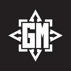 GM Logo monogram with rounded arrows shape design template