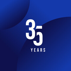 35 Years Anniversary White Number Vector Design