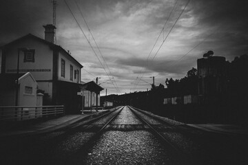 Railway on the countryside in Europe