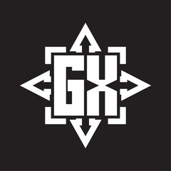 GX Logo monogram with rounded arrows shape design template