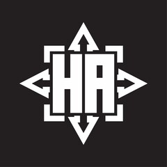HA Logo monogram with rounded arrows shape design template