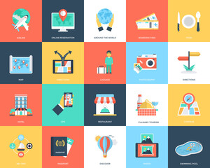 Traveling Flat Icon Set 