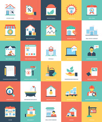 Flat Icons of Real Estate
