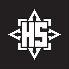 HS Logo monogram with rounded arrows shape design template