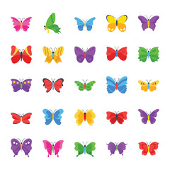 Naklejka premium Butterfly Complete Species Flat Icons 