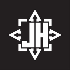 JH Logo monogram with rounded arrows shape design template