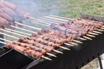 Traditional italian arrosticini - skewers of lamb