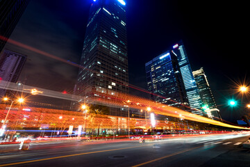 Fototapeta na wymiar Motion speed effect with City Night