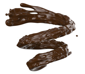 Chocolate sauce spiral splash. Isolated on white background .Clipping path, 3d rendering