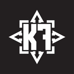 KF Logo monogram with rounded arrows shape design template