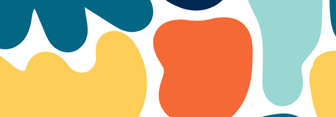 Trendy social media banner template with abstract organic shapes composition in contemporary collage minimal style, vector illustration