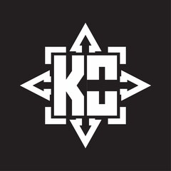 KO Logo monogram with rounded arrows shape design template