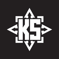 KS Logo monogram with rounded arrows shape design template