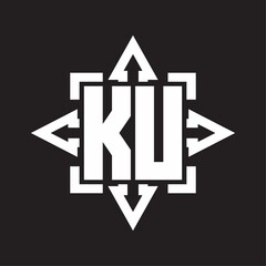 KU Logo monogram with rounded arrows shape design template