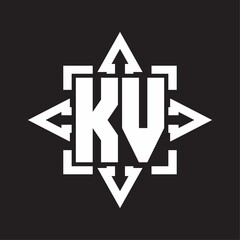 KV Logo monogram with rounded arrows shape design template