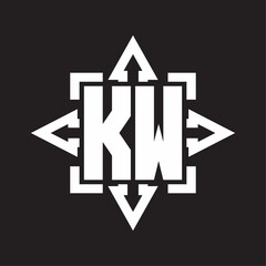 KW Logo monogram with rounded arrows shape design template