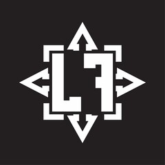 LF Logo monogram with rounded arrows shape design template