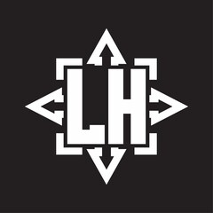 LH Logo monogram with rounded arrows shape design template