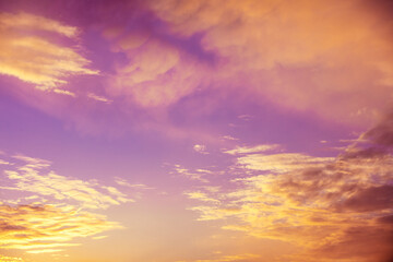 Colorful cloudy sky at sunset. Sky texture. Abstract nature background