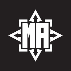 MA Logo monogram with rounded arrows shape design template