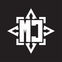 MC Logo monogram with rounded arrows shape design template