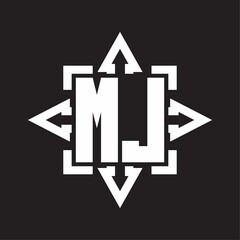 MJ Logo monogram with rounded arrows shape design template
