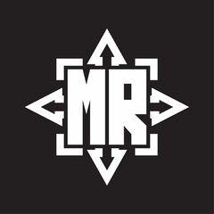 MR Logo monogram with rounded arrows shape design template