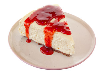 delicious cheesecake with strawberries on  plate