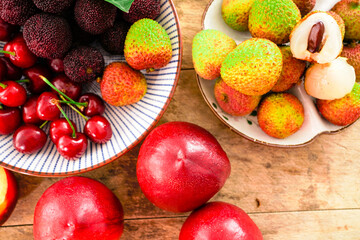 Naklejka na ściany i meble Fresh fruit on the plate