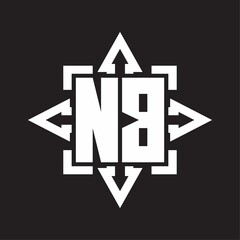 NB Logo monogram with rounded arrows shape design template