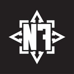 NF Logo monogram with rounded arrows shape design template