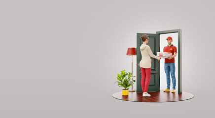 Food delivery service. Pizza delivery concept.