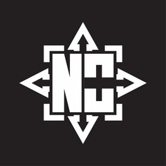 NO Logo monogram with rounded arrows shape design template