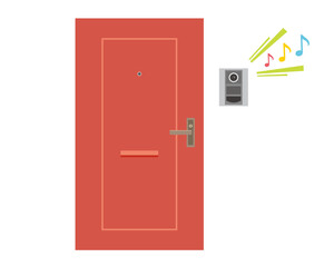 玄関扉とインターホンのイラスト