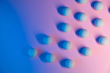 Abstract geometric background. Spheres neon color light. Minimalism concept