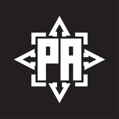 PA Logo monogram with rounded arrows shape design template