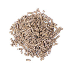 Pile of dry grass pellets for rodents isolated