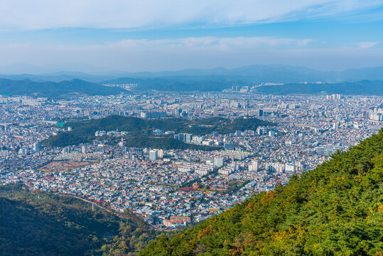 Aerial view of Daegu from Apsan mountain, Republic of Korea