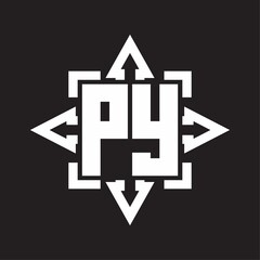 PY Logo monogram with rounded arrows shape design template