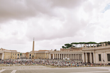 Naklejka premium Vatican, Rome / Italy 07.25.2019 . St. Peter's Square, the Basilica and Obelisk in the Vatican