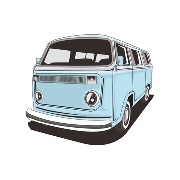 vector illustration van camper isolated easy to edit