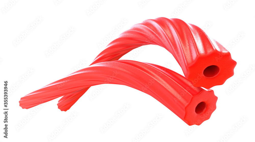 Wall mural licorice jelly candy stick. isolated on white background. clipping path. 3d illustration.