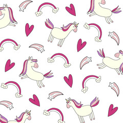 Cute unicorn pattern. Vector illustration